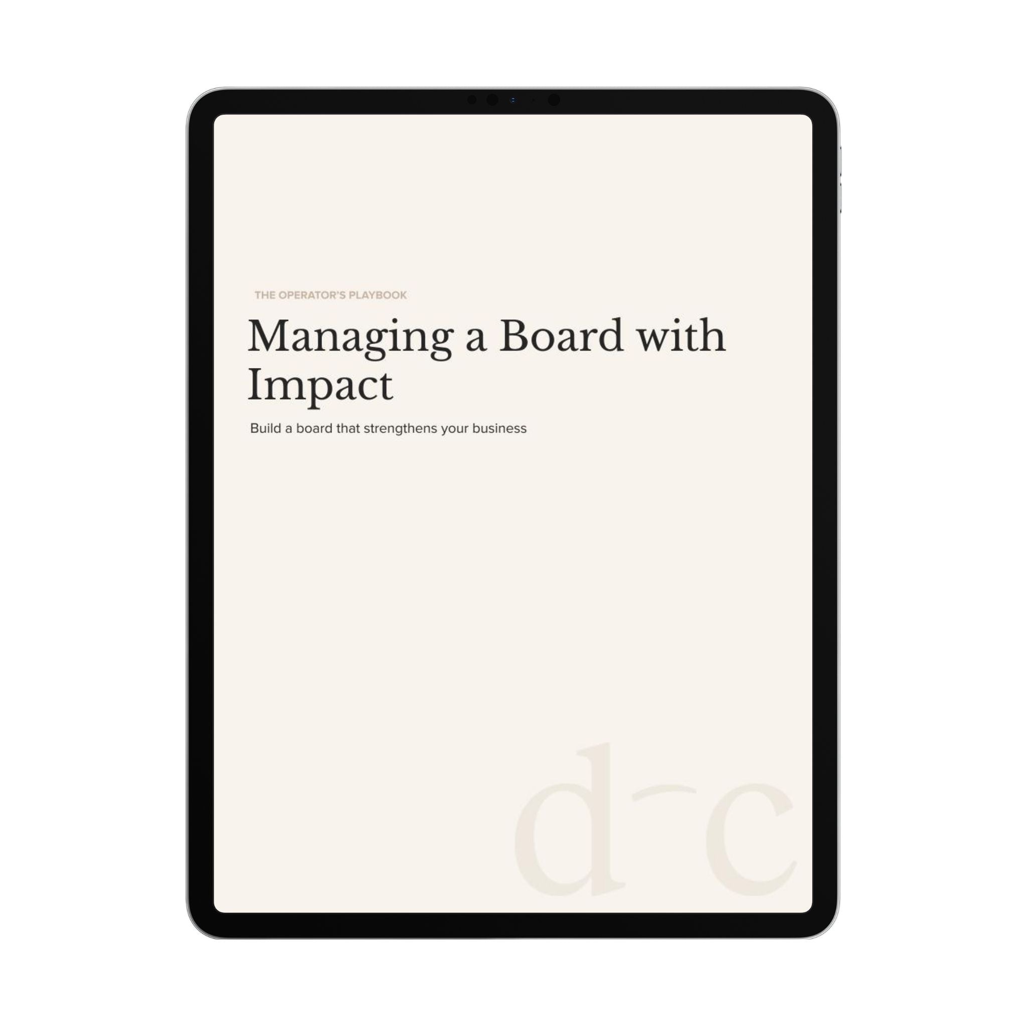 Managing a Board with Impact