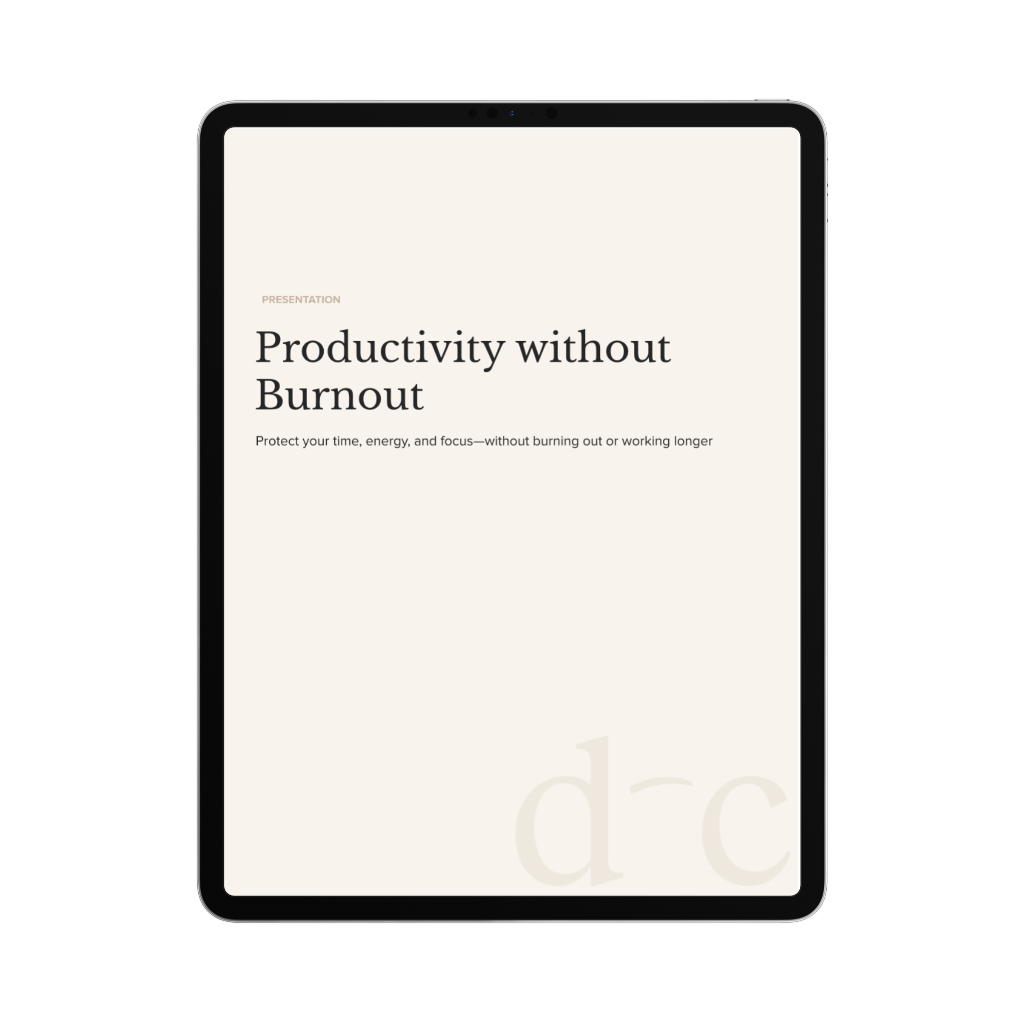 Productivity without Burnout