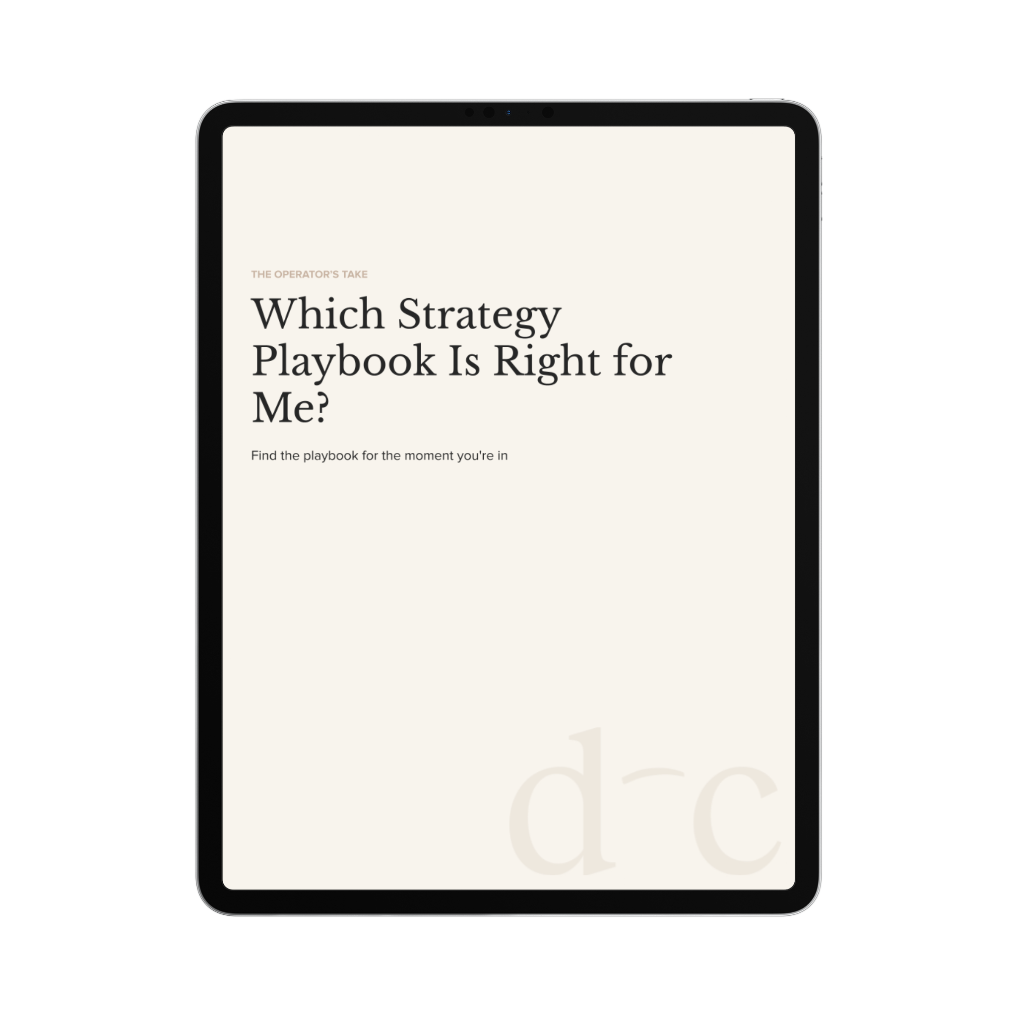 Which Strategy Playbook Is Right for Me?
