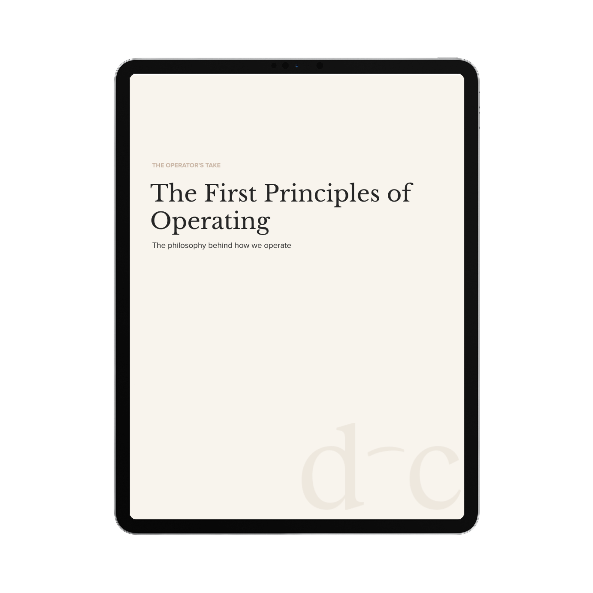 The First Principles of Operating