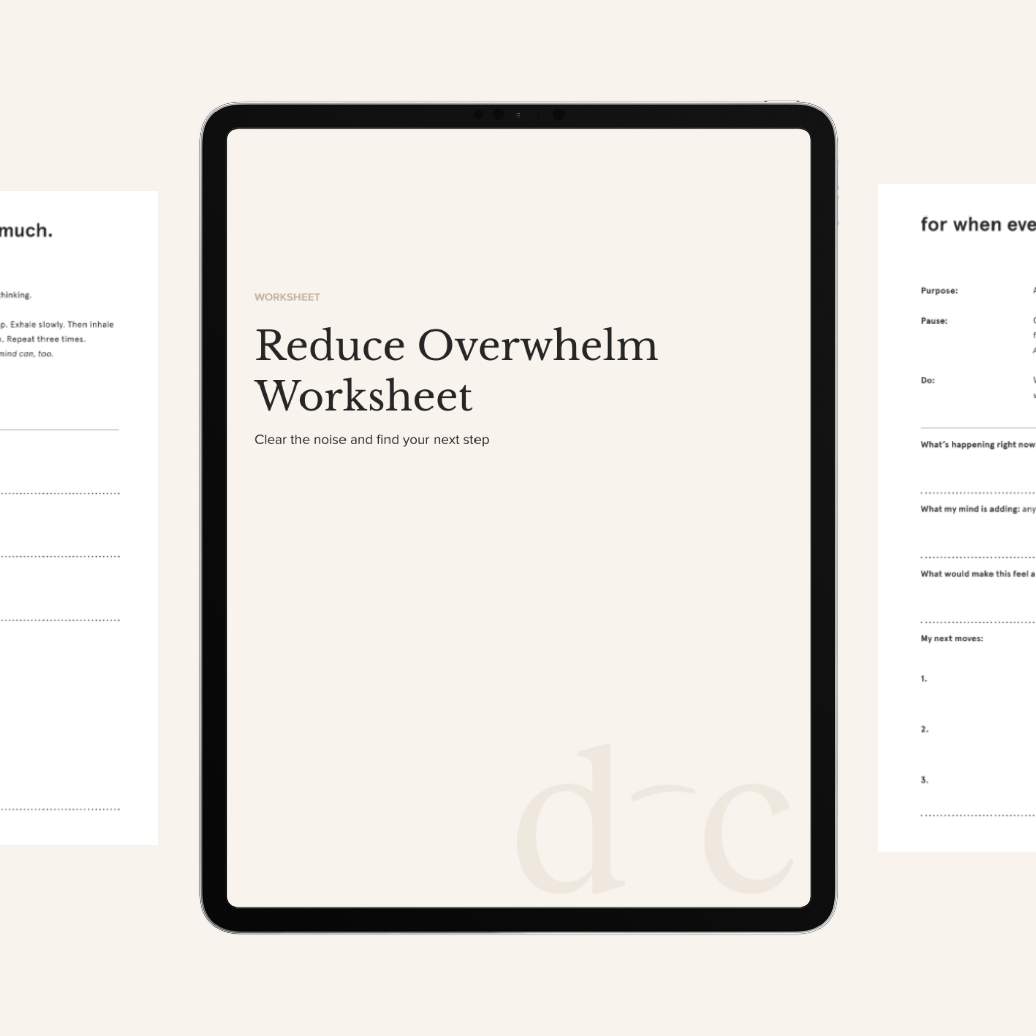 Reduce Overwhelm Worksheet