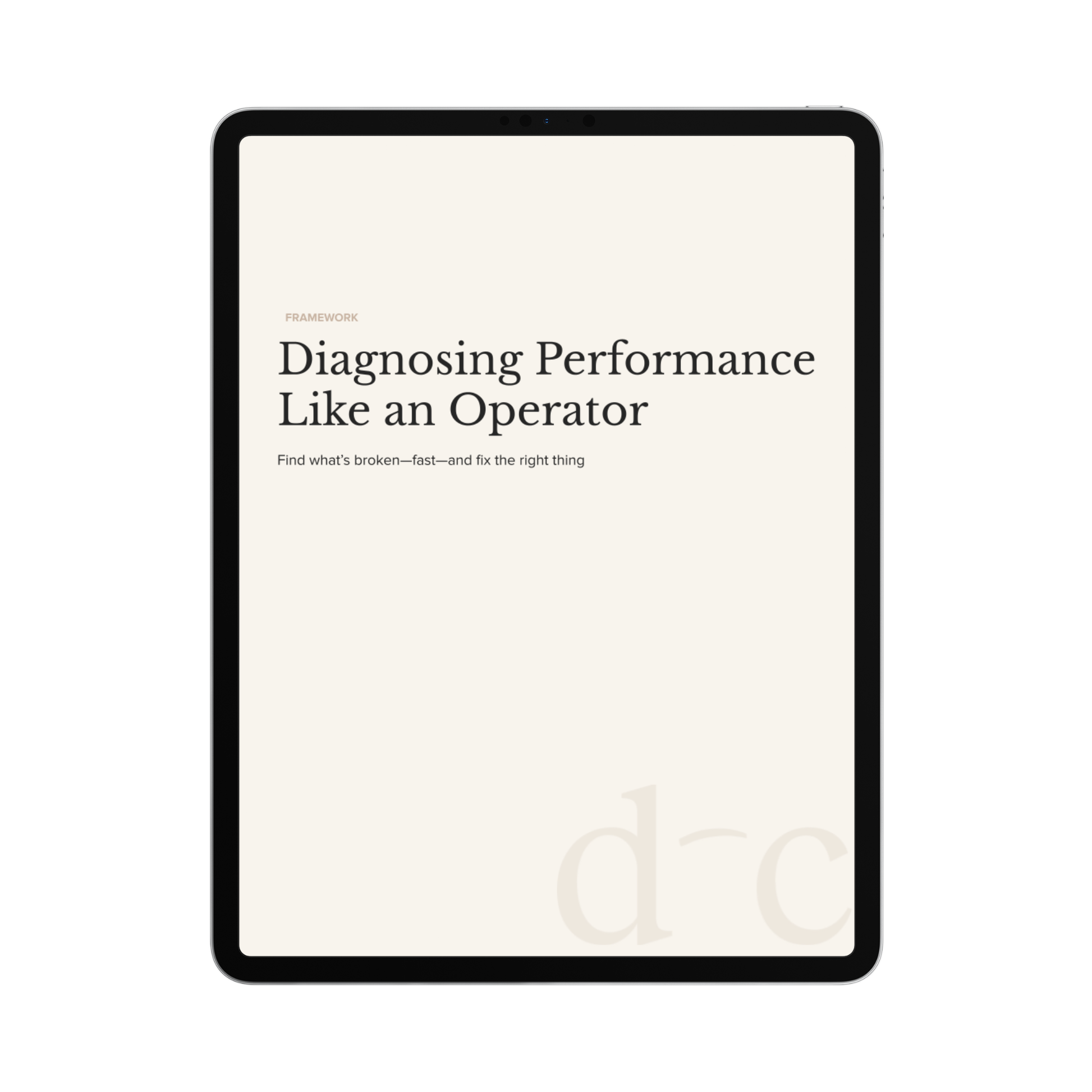 Diagnosing Performance Like an Operator